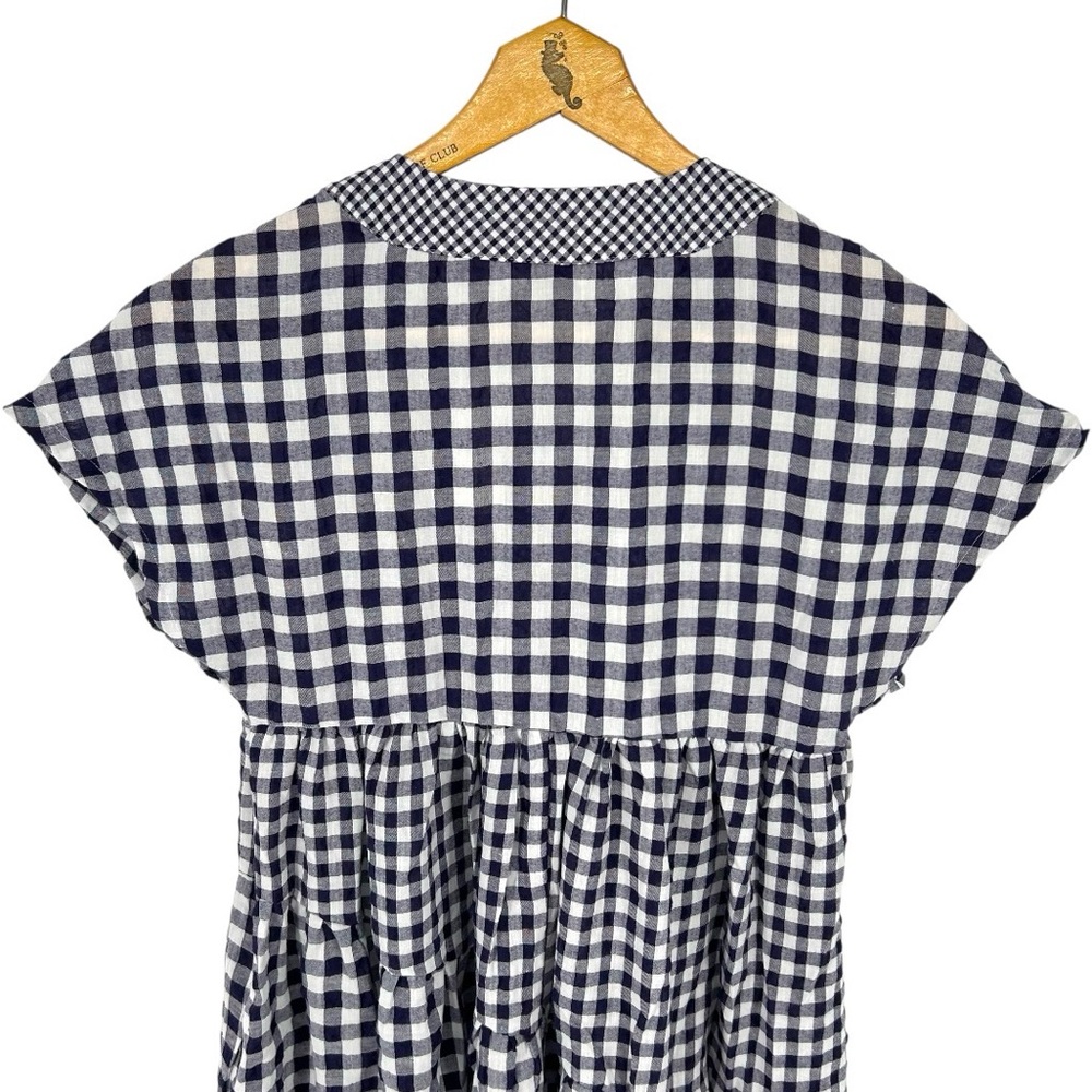 NWT Anthropologie 11-1-TYLHO Navy Blue Gingham Swing Mini Dress Size Extra Small - Picture 7 of 11